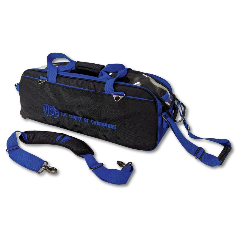 Vise 3 Ball Clear Top Tote Roller – Black/Blue
