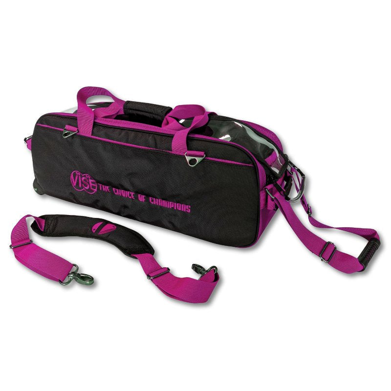 Vise 3 Ball Clear Top Tote Roller – Black/Pink