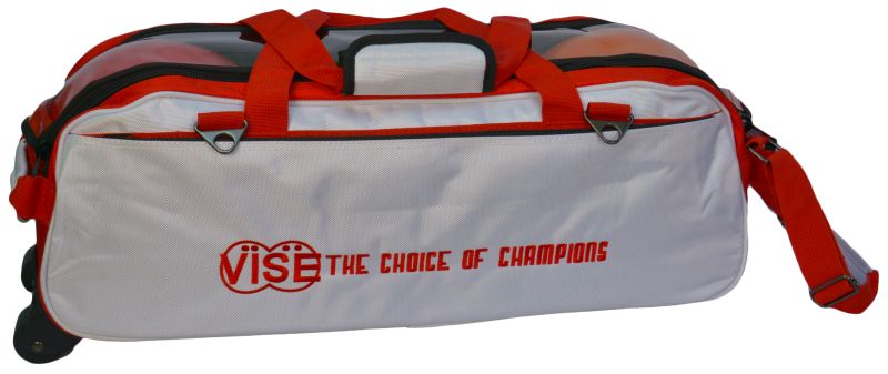 Vise 3 Ball Clear Top Tote Roller – White/Red