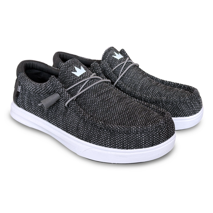 Brunswick Hero Black Knit bowling shoes three-quarter view