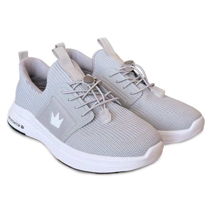 Brunswick Majestic Grey women's bowling shoes three-quarter view