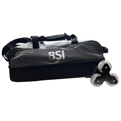 BSI Hard Base Tri-Wheel Triple Tote Black Bowling Bag