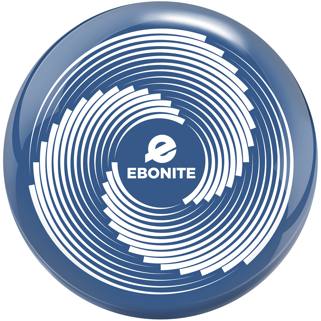 Ebonite Viz-A-Ball blue and white spiral bowling ball