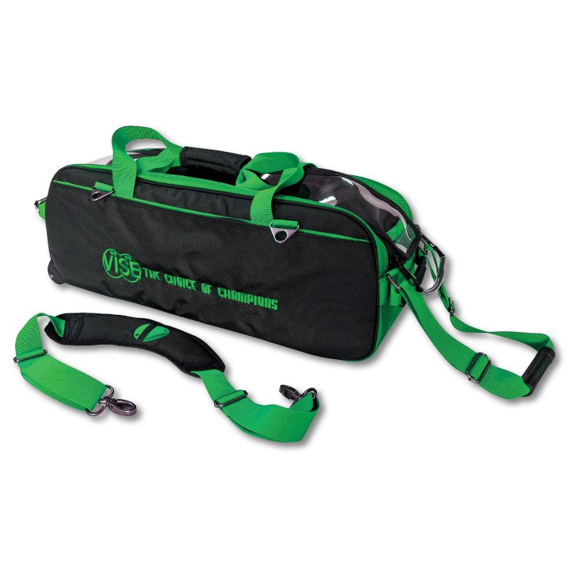 Vise 3 Ball Clear Top Tote Roller – Black/Green