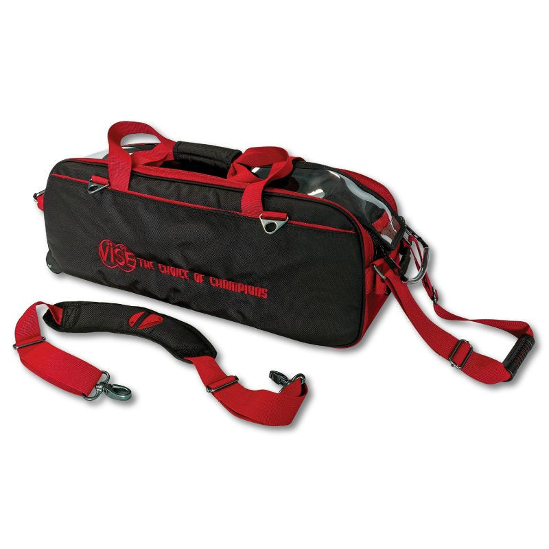 Vise 3 Ball Clear Top Tote Roller – Black/Red