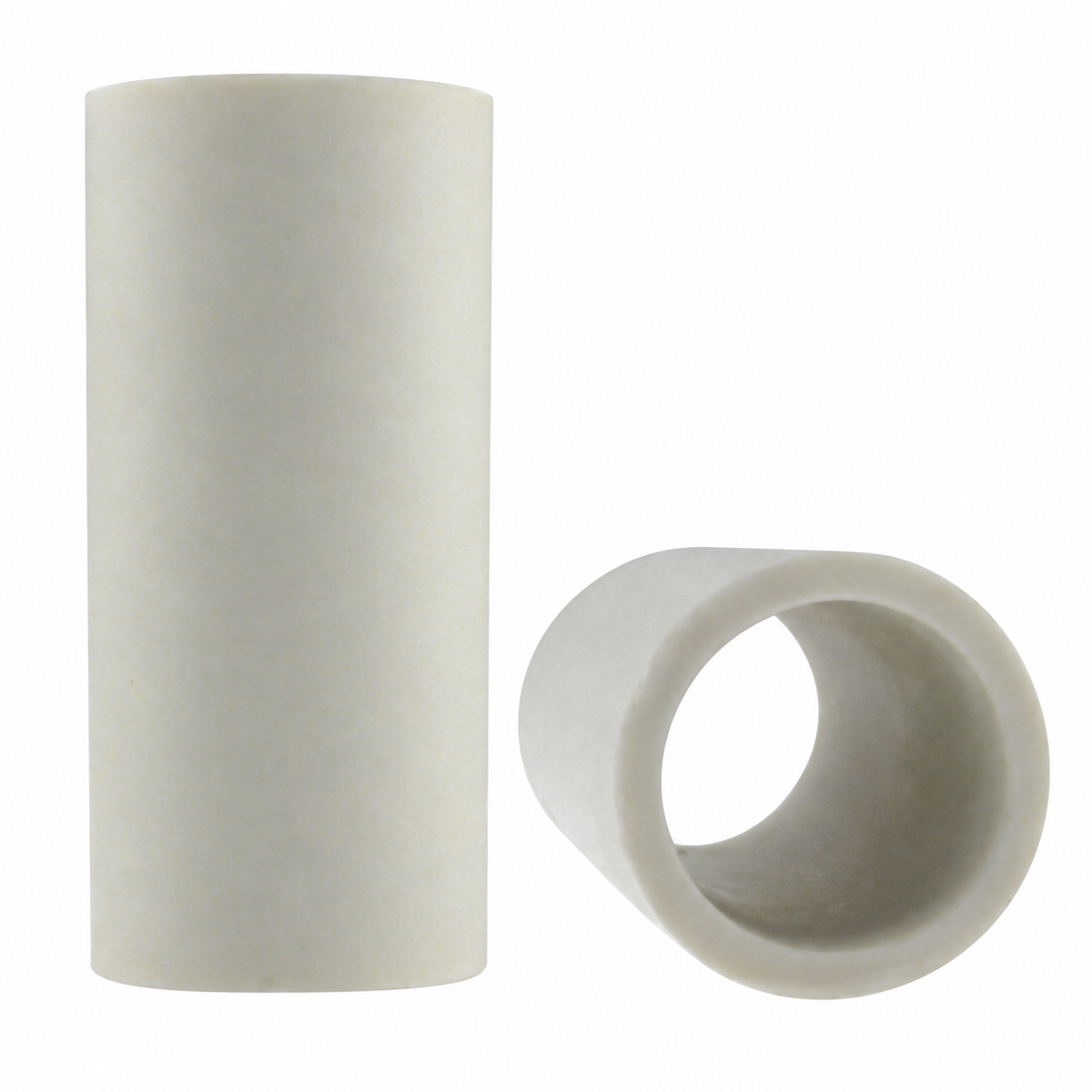 Vise white round thumb insert, side and end views